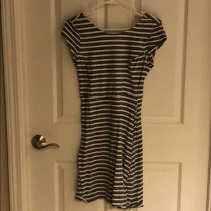 Gray Striped Scoop Back Dress